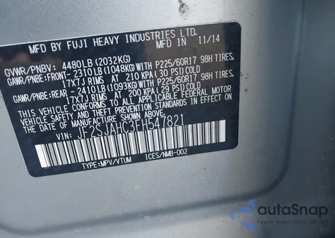 2015 Subaru Forester 2.5I Limited z USA, uszkodzony, nr VIN JF2SJAHC3FH547821